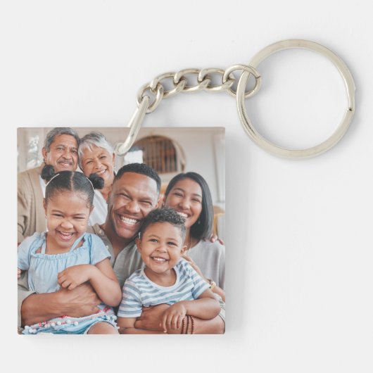 Gepersonaliseerde Familie Dubbelzijdige Twee Foto Sleutelhanger (Achterkant)