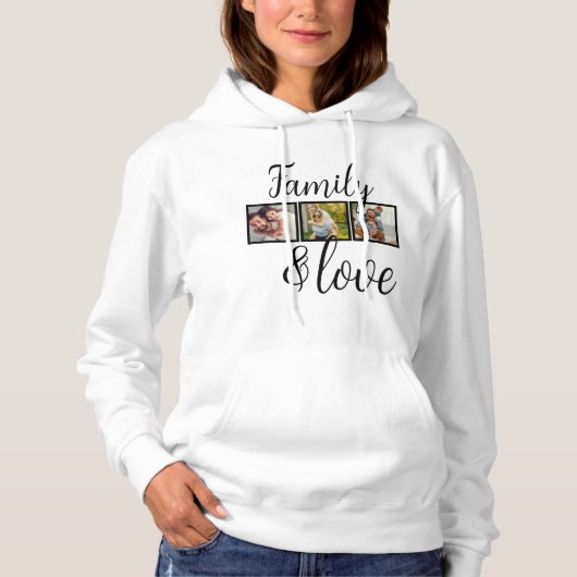 Gepersonaliseerde familie- en liefdesfotocollage hoodie (Voorkant)