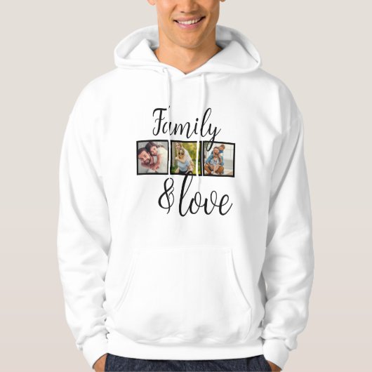 Gepersonaliseerde familie- en liefdesfotocollage hoodie (Voorkant)