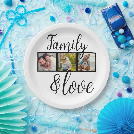 Gepersonaliseerde familie- en liefdesfotocollage papieren bordje (Feest)