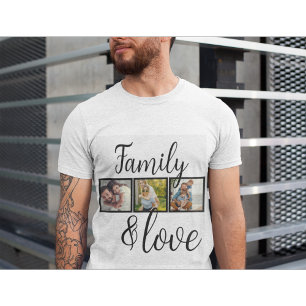 Gepersonaliseerde familie- en liefdesfotocollage t-shirt