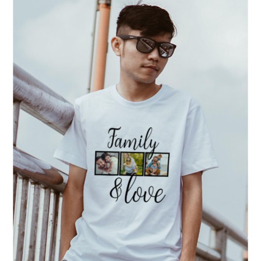 Gepersonaliseerde familie- en liefdesfotocollage t-shirt