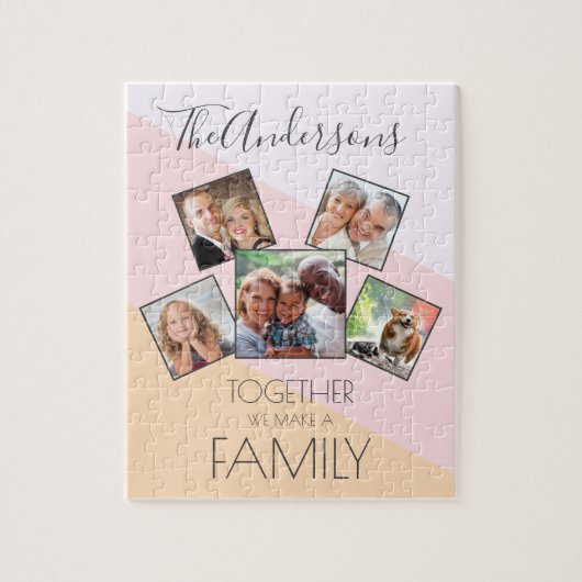 Gepersonaliseerde familie foto collage elegant mod legpuzzel (Verticaal)