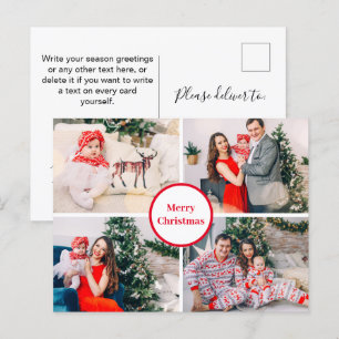 Gepersonaliseerde familie Foto Collage Merry Kerst Briefkaart