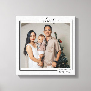 Gepersonaliseerde familie foto en tekst typografie canvas afdruk