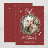 Gepersonaliseerde familie foto Garland rode kerst Feestdagenkaart (Voorkant / Achterkant)