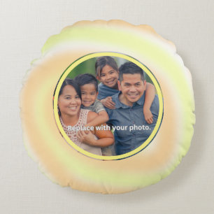 Gepersonaliseerde Familie Foto Gele Swirl Kussens