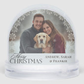 Gepersonaliseerde familie foto hond vrolijk kerstf sneeuwbol (Achterkant)