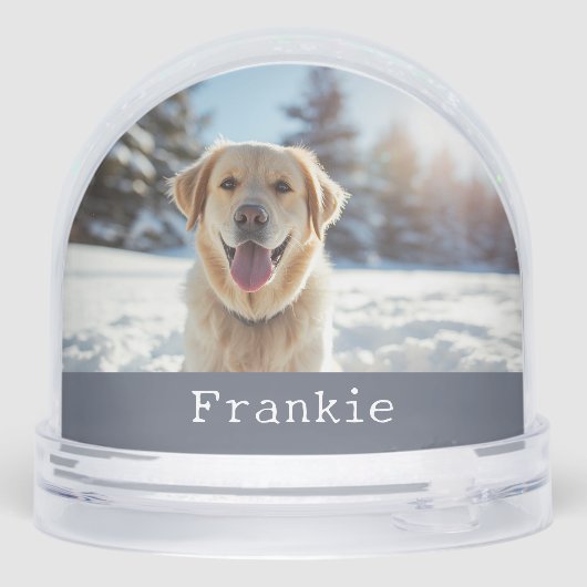 Gepersonaliseerde familie foto hond vrolijk kerstf sneeuwbol (Achterkant)