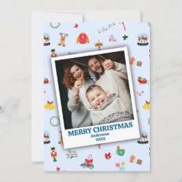Gepersonaliseerde familie foto ingelijst schattige feestdagenkaart