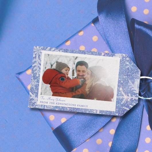 Gepersonaliseerde Familie Foto Kerstcadeau Label Cadeaulabel
