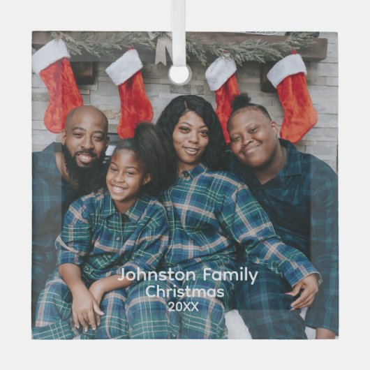 Gepersonaliseerde familie foto Ornament, Keepsake Glas Ornament (Voorkant)