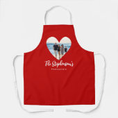Gepersonaliseerde familie Foto rood hart Lijst Mod Schort (Voorkant)