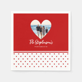 Gepersonaliseerde familie Foto rood hart Lijst Mod Servet