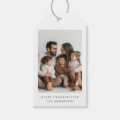 Gepersonaliseerde familie foto Thanksgiving Cadeaulabel (Voorkant)