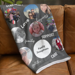 Gepersonaliseerde familie foto's Grijze fleece dek Deken