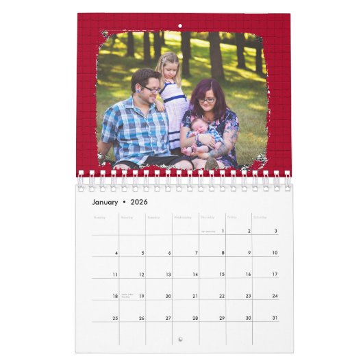 Gepersonaliseerde familie foto's kalender (Jan 2026)
