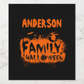 Gepersonaliseerde familie Halloween Wijn Etiket (Enkel label)