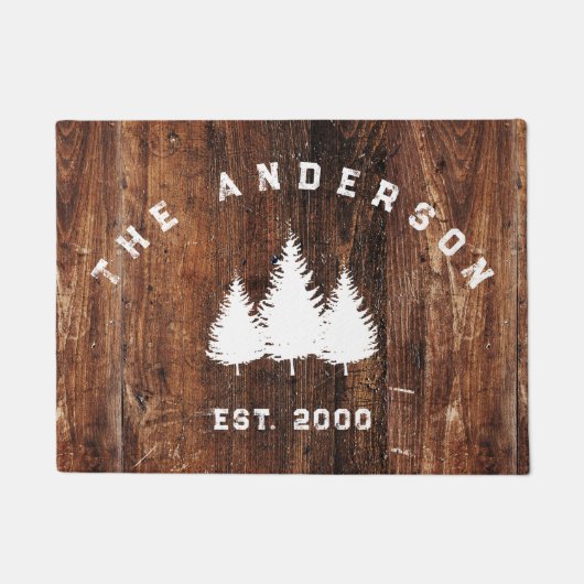 Gepersonaliseerde Familie Huis Decor Rustiek Hout Deurmat (Voorkant)