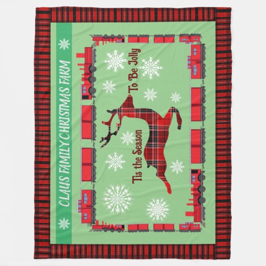 Gepersonaliseerde Familie Kerst Boerderij 2.0 Fleece Deken (Voorkant)