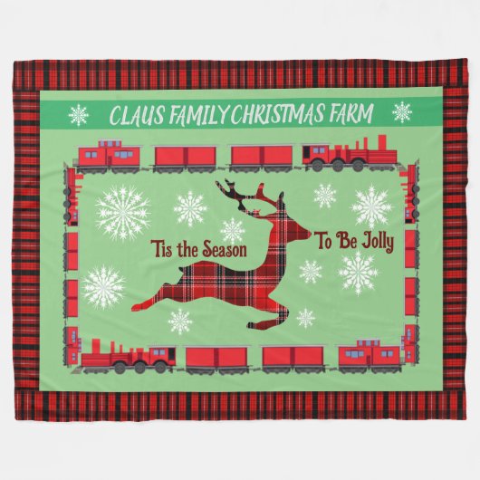 Gepersonaliseerde Familie Kerst Boerderij 2.0 Fleece Deken (Voorkant (Horizontaal))