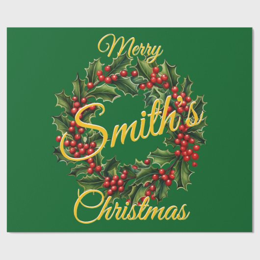 Gepersonaliseerde Familie Kerst Garland Cadeaupapier (Vlak)