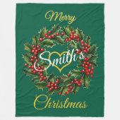 Gepersonaliseerde Familie Kerst Garland Fleece Deken (Voorkant)