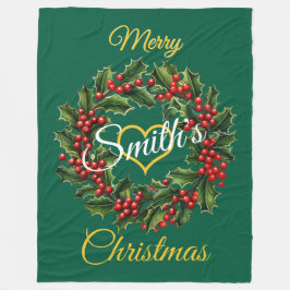 Gepersonaliseerde Familie Kerst Garland Fleece Deken