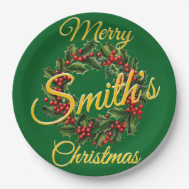 Gepersonaliseerde Familie Kerst Garland Papieren Bordje