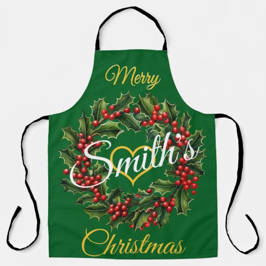 Gepersonaliseerde Familie Kerst Garland Schort (Voorkant)