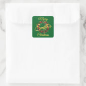 Gepersonaliseerde Familie Kerst Garland Vierkante Sticker (Tas)