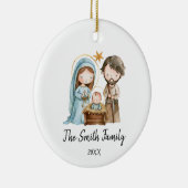 Gepersonaliseerde Familie Kerst Joseph Mary Jesus Keramisch Ornament (Rechts)