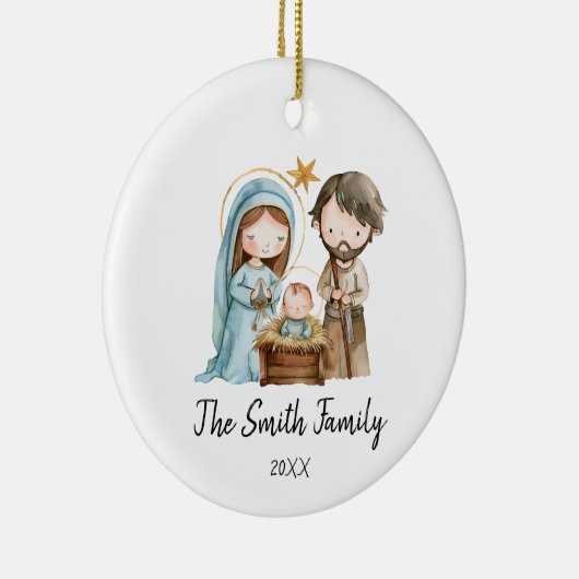 Gepersonaliseerde Familie Kerst Joseph Mary Jesus Keramisch Ornament (Rechts)