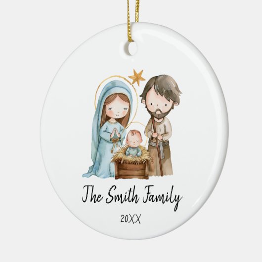 Gepersonaliseerde Familie Kerst Joseph Mary Jesus Keramisch Ornament (Links)
