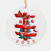 Gepersonaliseerde familie kerst ornament, keramisch ornament (Voorkant)