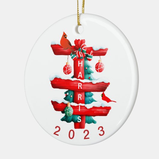 Gepersonaliseerde familie kerst ornament, keramisch ornament (Links)