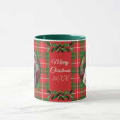 Gepersonaliseerde Familie Kerst Rood, Groen Plaid Mok (Midden)