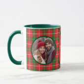 Gepersonaliseerde Familie Kerst Rood, Groen Plaid Mok (Links)
