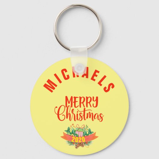 Gepersonaliseerde Familie Kerst Sleutelhanger, X-m Sleutelhanger (Voorkant)
