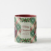 Gepersonaliseerde Familie Kerst Wit, Groen Plaid Mok (Midden)