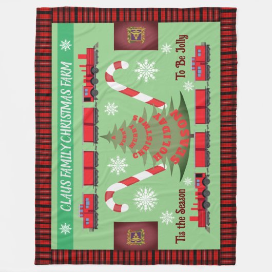 Gepersonaliseerde Familie Kerstboom Boerderij 2.0 Fleece Deken (Voorkant)