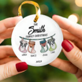 Gepersonaliseerde familie Kerstkousen Keramisch Ornament