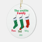 Gepersonaliseerde familie Kerstmis 2023 Keramisch Ornament (Links)