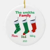Gepersonaliseerde familie Kerstmis 2023 Keramisch Ornament (Achterkant)