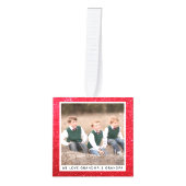 Gepersonaliseerde Familie Kerstmis Foto Rode Glitt Decoratie (Voorkant)