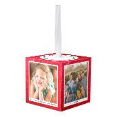 Gepersonaliseerde Familie Kerstmis Foto Rode Glitt Decoratie (Achter hoekig)