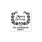 Gepersonaliseerde Familie Kerstmis Holly krans Rubberstempel (Afrduk)