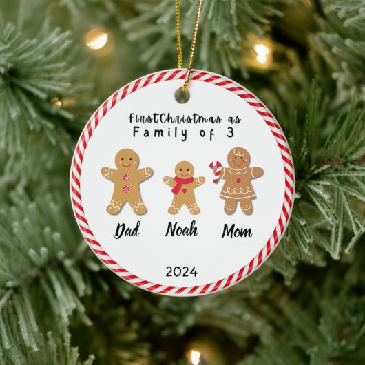 Gepersonaliseerde familie Kerstmis met 3 aangepast Keramisch Ornament (Boom)