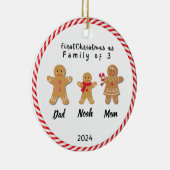 Gepersonaliseerde familie Kerstmis met 3 aangepast Keramisch Ornament (Rechts)