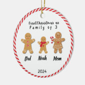 Gepersonaliseerde familie Kerstmis met 3 aangepast Keramisch Ornament (Links)